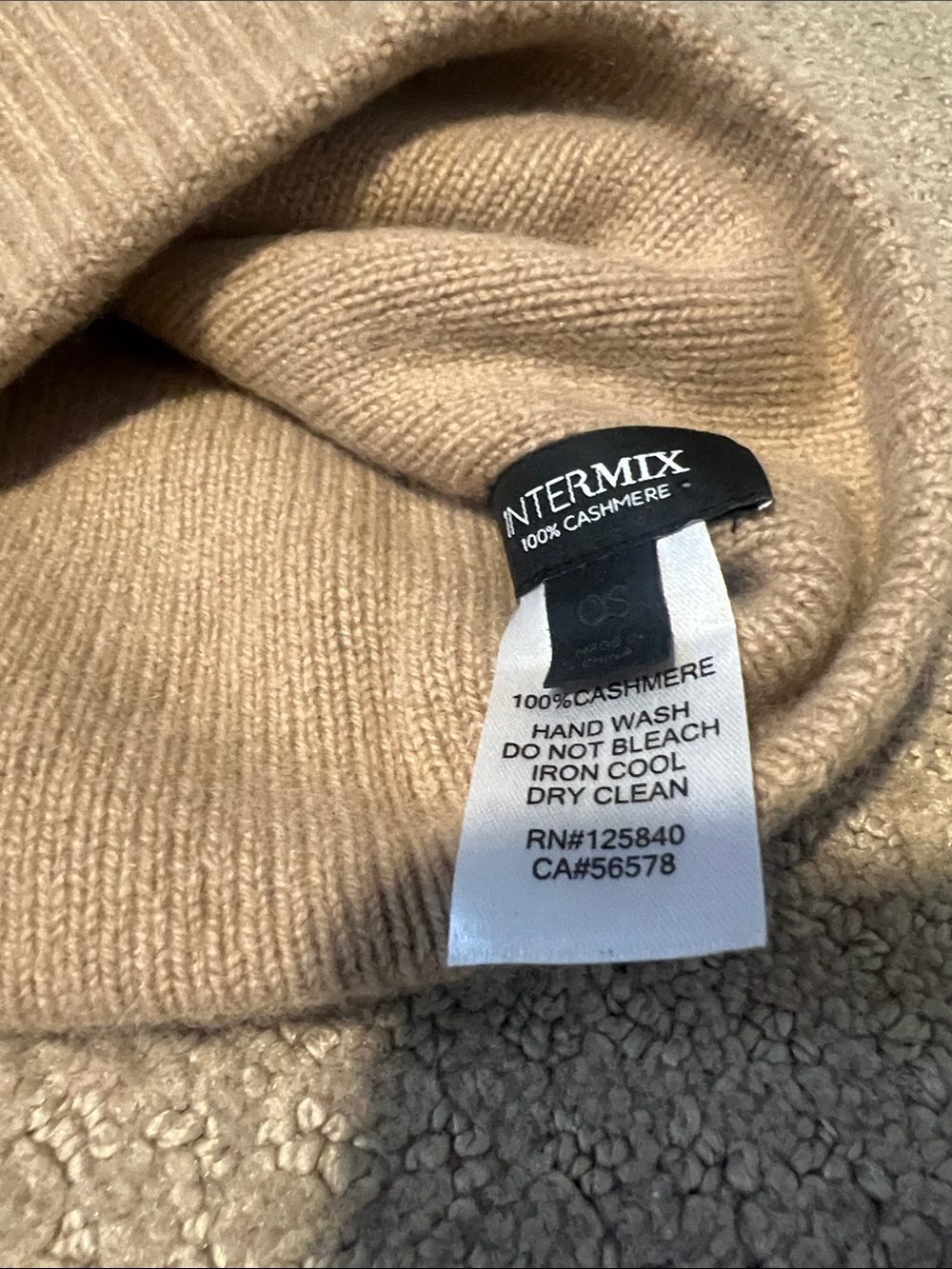 INTERMIX Camel Ribbed Knit Beanie - Picture 2 of 4